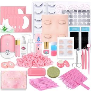 Kit de expansión de pestañas Kit profesional de práctica de pestañas maniquí de pestañas extraíble ventilador USB de párpados faciales 0.07d rizado mezclado 8-15 mm