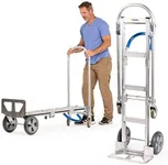 HaulPro Senior Convertible Hand Truck - Heavy Duty Loads 1,000 lbs. Aluminum Moving Dolly Converts from Hand Truck to Platform Push Cart in Seconds-Utility Cart with Anti Slip Handle (UNASSEMBLED)