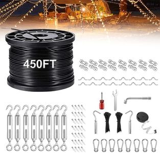 UGarden String Light Hanging Kits, 450FT Coated Stainless Steel 304 Wire Rope, Outdoor Black Guy Wire kit w/Expansion Hook, Enough Accessories, Humanized Collocation