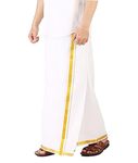 PRAKASAM COTTON men's Combed Cotton Finer quality Double Dhoti (8 Mulam) -3.80Mtrs/ Double dhoti with gold Jari border dhoti/Zari cotton 8 mulam dhoti