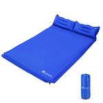 Sleeping-Pad Foam Self-Inflating Camping-Mat for Backpacking - YOUKADA Sleeping Pad Double Sleeping Mat Camping Pad 2 Person Camping Mattress with Pillow for Hiking Camping Gear (Blue, Large)