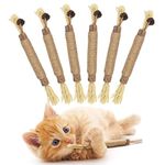 6 pcs Natural Silvervine Sticks Kitten Teething Toys,Natural Cat Teeth Nip Cleaning Teeth,Chew Catnip Chew Toys,Natural Cat Chew Toys for Indoor Cat Teeth Cleaning Kitten Teething and Stress Release