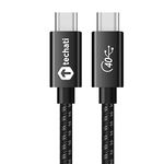 Techati USB 4.0 Gen Type C Cable 2 m / 6.6 feet, 100W Charging 40Gbps Data Transfer 8K Video for Thunderbolt 4 3 Macbook Pro iPad Pro 2021 External SSD eGpu Dell [USB-IF Certified] - Black