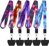 Chinco 5 Pcs Cell Phone Lanyard Adjustable Universal Neck Straps with Phone Pads Phone Lanyard Crossbody for Phone Case Key ID Compatible with iPhone and Most Smartphones(Mixed Color, Star Pattern)