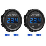 2PCS 12V-24V DC Car LED Digital Voltmeter Display，Waterproof Voltage Monitor Gauge Tester Meter for Motorcycle Boat Truck Camper ATV UTV Marine(Blue)