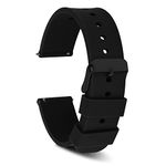 Cobee Silicone Watch Bands, Quick Release Waterproof Soft Rubber Replacement Straps with Stainless Steel Buckle Smart Watch Straps Sport Watchbands Wrist Straps for Men Women(22mm-Black, Black Buckle)