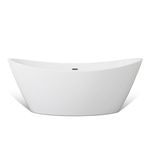 Empava 67 inch Modern Freestanding Bathtub Soaking SPA Tub White Acrylic Stand Alone Bathtubs