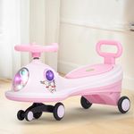 Baybee Astro Baby Swing Car for Kids | Push Ride on Baby Car with 360° Steering, LED Lights, Music & Backrest | Twister Rideons Toy Kids Cars | Magic Cars for Kid 3 to 8 Years Boys Girls (Light Pink)