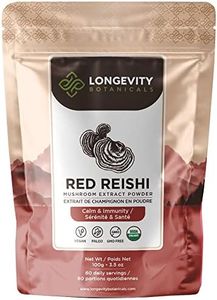 Organic Reishi Mushroom Powder - Reishi Mushroom Extract Supplement - Promotes a Balanced Immune System, Relaxation, Stress Relief and Improved Sleep - 100% Fruiting Body - 100 grams - Longevity Botanicals