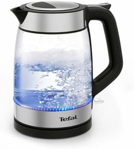 Tefal Electric Glass Kettle, 1.7L, Fast Boil, Cordless Kettle, Water Level Markers, 2200W, Removable Anti-Scale Filter, Precise Pouring Spout, Immersed light, KI605827, Glass + Stainless Steel
