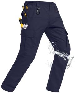 Qynthz Men's Tactical Pants Water Resistant Ripstop Cargo Pants Lightweight EDC Outdoor Hiking Pants 10 Pockets Work Pants Navy 36W x 30L