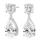 EAMTI Teardrop Bridal Earrings for Women Cubic Zirconia Dangle Crystal Wedding Earrings 925 Sterling Silver Post Pear Cut Dangle Earring for Bride Bridesmaid