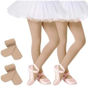 Century Star Nude Tights for Girls Ballet Tights for Girls Dance Tights Toddler Ballet Tights Halloween Tights Uniform Tights 2 Pack Nude 1-3