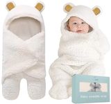 BlueMello Baby Bear Swaddle Blanket | Ultra-Soft Plush Essential for Infants 0-6 Months | Receiving Swaddling Wrap White | Ideal Newborn Registry and Toddler Boy Accessories | Perfect