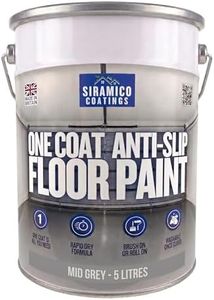 SIRAMICO COATINGS One Coat Anti-Slip Floor Paint | 5 Litres | 5 Modern Colours I Waterbased, Quick Drying Formula | White, Black, Greys (Mid Grey, 5 Liters)