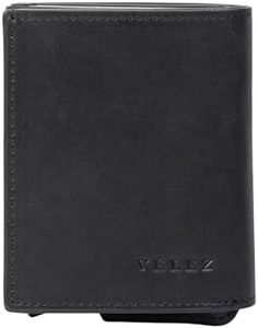 VELEZ Full Grain Leather Card Holder Wallet for Men, (3.9" X 3.1" X 0.8") with RFID Blocking, Bill Compartment & Vintage Look - Durable & Stylish, Handcrafted in Colombia (Black)