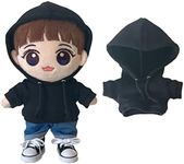 MiiQ 20cm / 8in / 7.8in Plush Doll Clothes. Solid Black Hoodie. Plush Doll And Other Accessories Are Not Included