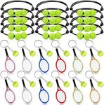 Henoyso 24 Pcs Mini Tennis Racket with Ball Keychain and Sport Theme Charm Bracelets Tennis Accessories Tennis Keychain with Adjustable Tennis Bracelets Tennis Gifts for Men and Women Party Favors