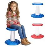 Navaris Twist Wobble Stool - Fun and Sturdy Standing Desk Chair - Improves Focus and Promotes Active Sitting - Perching Seat for Ages 5-8, Blue