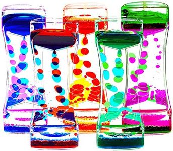 FKYTION Liquid Motion Bubbler Timer Pack of 5 Colorful Hourglass Liquid Bubbler ADHD Fidget Toy Sensory Toy Anxiety Toys Autism Toys Children Activity Calm Relaxing for Kids Teenager Adults