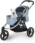 ibiyaya - The Beast Dog Stroller for All-Terrain Jogging - Small and Medium Dog and Cat Stroller, 3 Wheel Dog Carrier with Double Breaks, Zipperless Design, and Spacious Storage - Gray