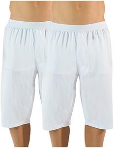 Casual Nights Men's Mesh Long Boxer Shorts 2 Pack - White - Large