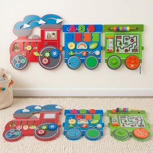 WOODENFUN Sensory Wall Panel for Kids,Wooden Busy Board Toy with Bead Maze