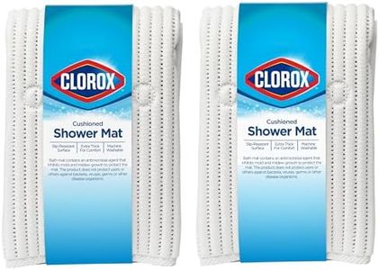 Clorox by Duck Brand Cushioned Foam Shower Mat, Non Slip Bathtub Mat with Suction Cups, Fits Square Shower Stalls, 21' x 21", White, 2 Pack