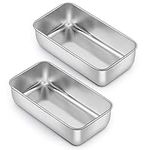 E-far Loaf Pan for Baking Bread, 9 x 5 Inch Stainless Steel Baking Loaf Pans, Metal Bakeware for Bread Meatloaf Cake Brownies, Healthy & Non Toxic, Easy Release & Dishwasher Safe - Set of 2