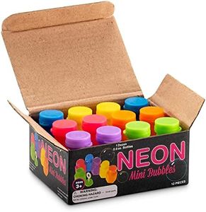 Mini Neon Party Bubbles (12 Pack) Assorted Mini Bubble Bottles with Blow Wands for Kids Outdoor Summer Party's, Birthday Favors and Goody Bag Stuffers