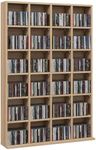 HOMCOM 480 CD/ 312 DVD Storage Shelf Rack Media Storage Unit Shelves Racks Wooden Display Unit with Adjustable Shelves, 89 x 130.5 cm, Natural Wood Finish