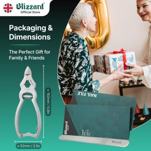Blizzard Professional Toenail Clippers – Heavy Duty Stainless Steel, 15cm with Metal File
