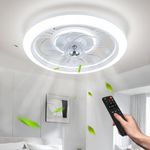 IZOWE Ceiling Fan LED 48CM Ceiling Fans with Lights and Remote Modern Dimmable Smart Ceiling Light with Fan 3 Light Color Ceiling Fans with Lamps Reversible 4 Speeds Fan Lights Ceiling for Bedroom