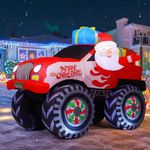 COMIN 7.5 FT Length Christmas Inflatables Truck Outdoor Decoration Blow Up Santa Claus with presents on Truck with Built-in LEDs for Yard Lawn Garden Decorations