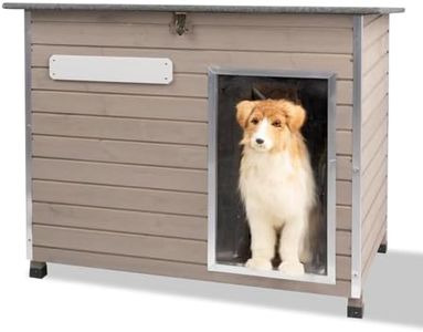 Ketive Dog House Outdoor & Indoor, Wooden Dog Kennel with Raised Feet for Small to Large Dogs, Dog Houses with Removable Floors, Weatherproof Asphalt Roof Kennel for Dogs Outside