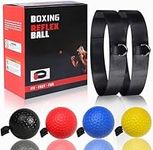 OOTO Upgraded Boxing Reflex Ball, Boxing Training Ball, Mma Speed Training Suitable for Adult/Kids Best Boxing Equipment for Training, Hand Eye Coordination and Fitness (Black+red+blue+yellow)