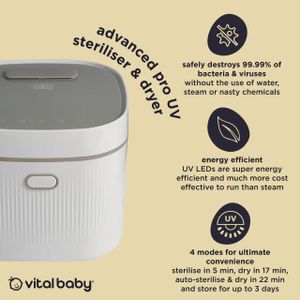 Vital Baby UV Steriliser – White Compact Bottle Sanitizer