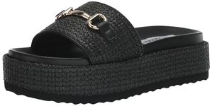 Steve Madden Women's Kayley Slide Sandal, Black Raffia, 10