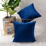 MERNETTE Pack of 2, Velvet Soft Decorative Square Throw Pillow Cover Cushion Covers Pillow case, Home Decor Decorations for Sofa Couch Bed Chair 18x18 Inch/45x45 cm (Sapphire Blue)