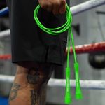 JDU Athletics Speed Series I Made For Boxing 20% Heavier Than Standard PVC Tangle-Free Boxer's Jump Rope, Size Adjustable, Indestructible Handles, Double Unders, Beginners and Experts (Venom Green