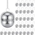 Sumind 25 Pcs Tea Strainer Stainless Steel Tea Ball Infuser Loose Leaf Tea Steeper Tea Interval Diffuser Mesh Tea Filters with Extended Chain Hook for Seasonings Cup Bottle (Oval)