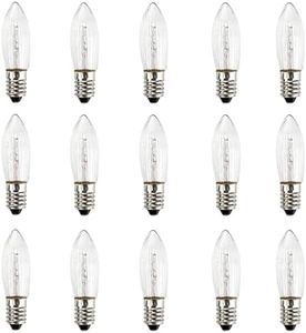 GutReise Pack of 15 AC E10 LED Replacement Bulbs Top Candle for Fairy Lights 10V-55V 0.3W 3000K