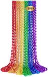 Huskein 12 PCS Pride Accessories, 33" Round Pride Beads Bulk, Plastic Colorful LGBT Beaded Necklaces Stuff Pride Month Parade Accessories for Rainbow Party Supplies Favors Decorations