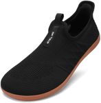 SK·TRIP Men's Wide Slip On Minimalist Barefoot Shoes Zero Drop Sole Cross-Trainer Sneaker Lightweight Breathable Trail Running Walking Shoes, Black, 8.5 US Wide