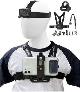 WLPREOE Phone Chest Mount Harness & Head Strap for All iPhones - Hands Free Accessories Kit for POV/VLOG for Immersive Filming Video, Fishing- Body Camera Mount for GoPro and other Action Camera