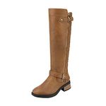 DREAM PAIRS Women's Knee High Boots Wide Calf Low Heel Riding Boots Fall Tall Boots for Women,Size 8,Camel,Utah-W