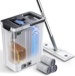 ADICOM Mop and Bucket Set | Auto-Spray Cleaning | Dirty Water Separation Keep Water Fresh | Flat Mop & Bucket with Wringer | 3x Washable Pads | High-efficiency Cleaning for All Floors Tile Wall Window