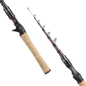 EOW XPEDITE Portable Telescopic Fishing Rods, Spinning & Casting, 24T Carbon Blanks & Solid Carbon Tip, Cork Handle, Travel Rod, Short Collapsible Rods (Rod - Casting/Action Fast/Power M, 7')