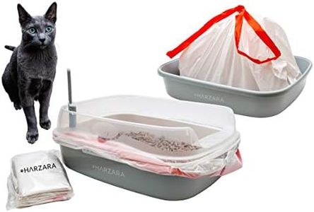 Harzara Premium Cat Litter Large Liners/Bags (10 Pack). Biodegradable, Leakproof & Drawstring Design for an Easy Quick Clean Up.