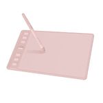 HUION Drawing Tablets Inspiroy 2 S with Scroll Wheel 6 Customized Keys Battery-Free Stylus, Works with Mac, PC & Moible, 6 * 4 inch- Pink